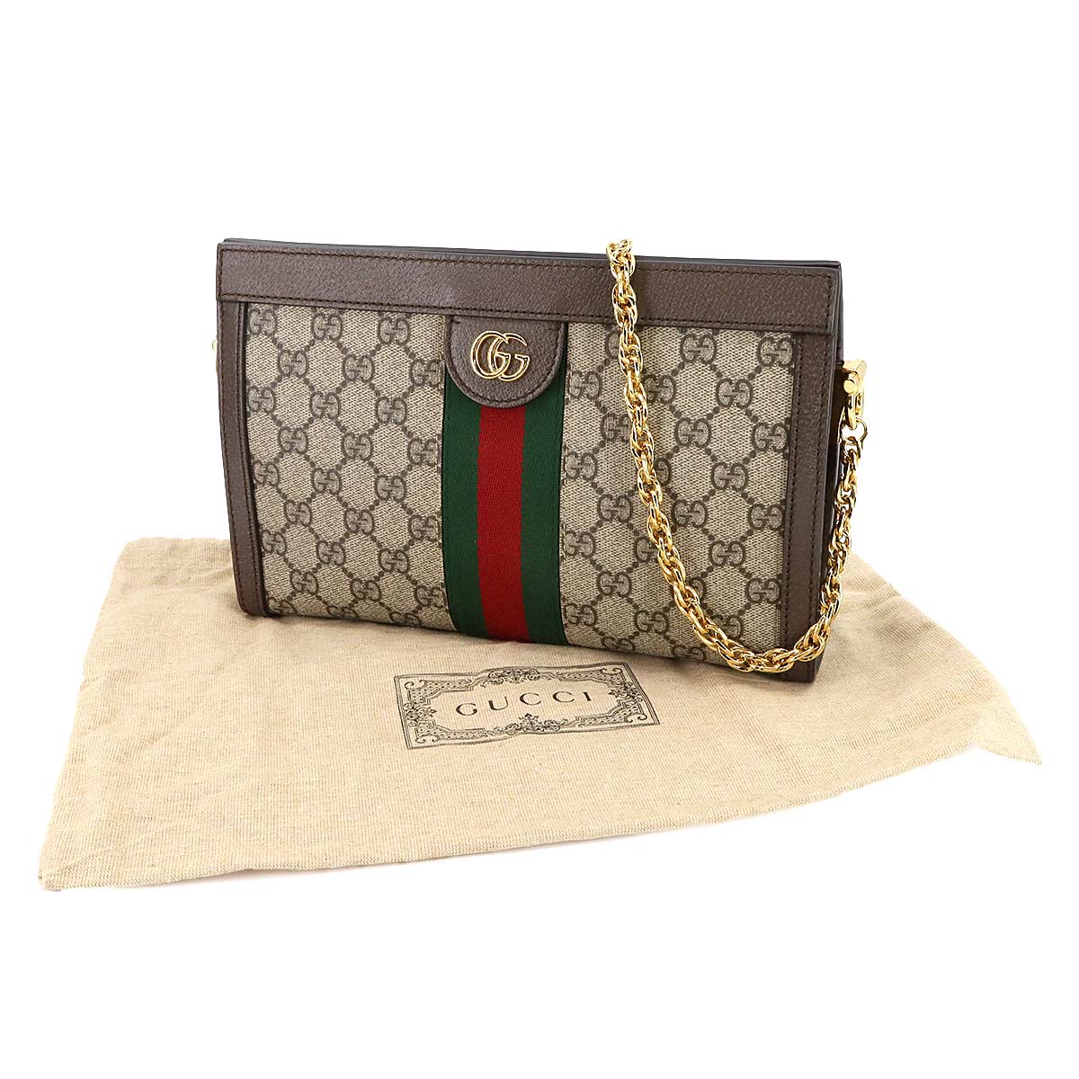 Ophidia Small Shoulder Bag GG Supreme Leather Beige 503877