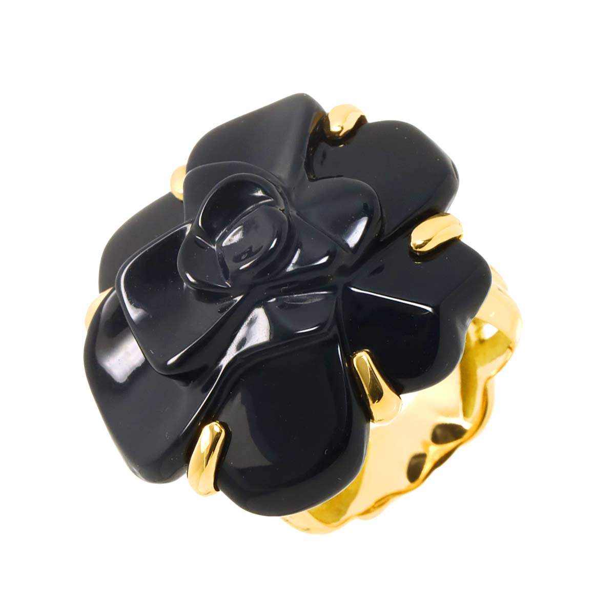 Camellia LM Onyx Ring 18K YG 750 Size6.75(US)
