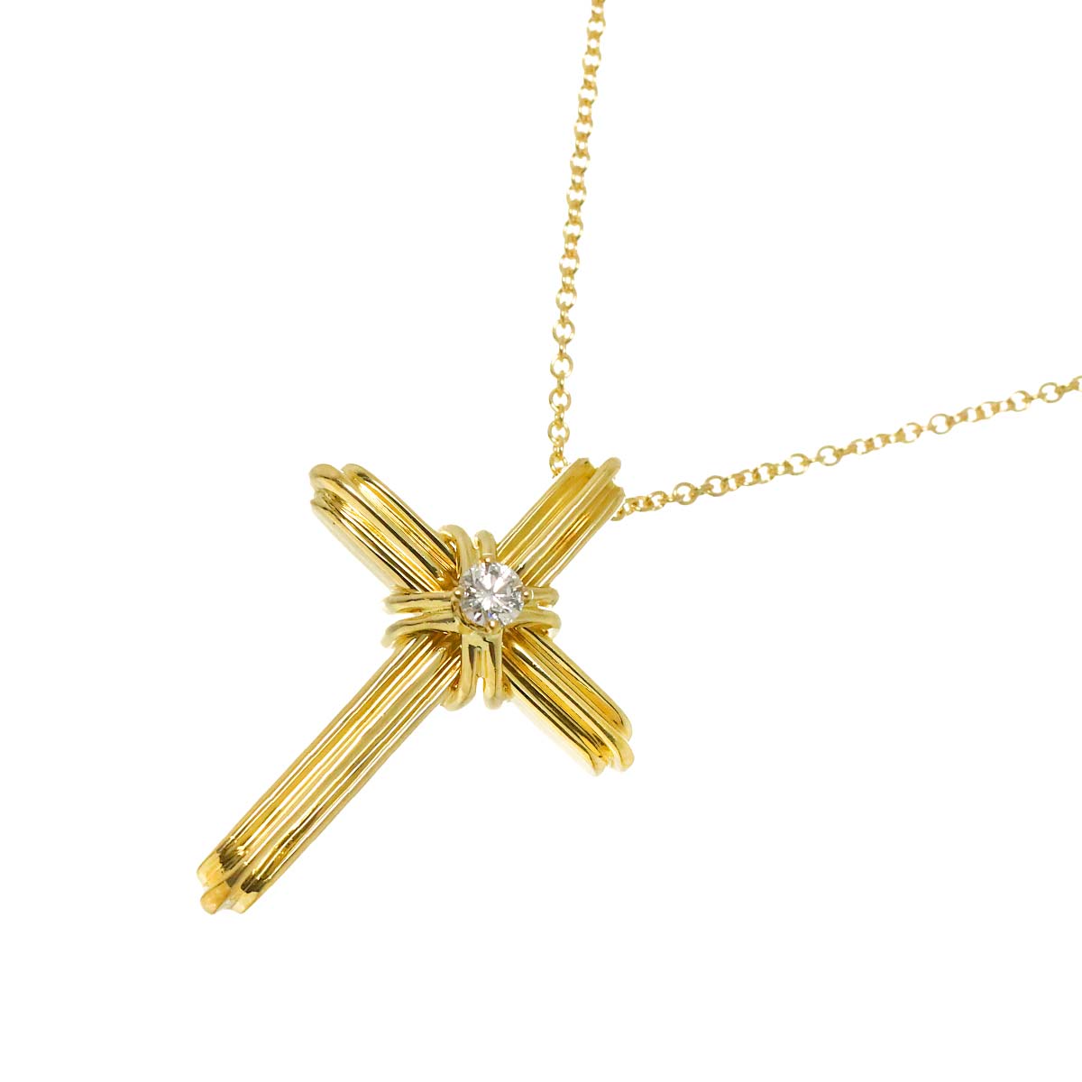 Signature Cross Diamond Necklace 18K YG 750