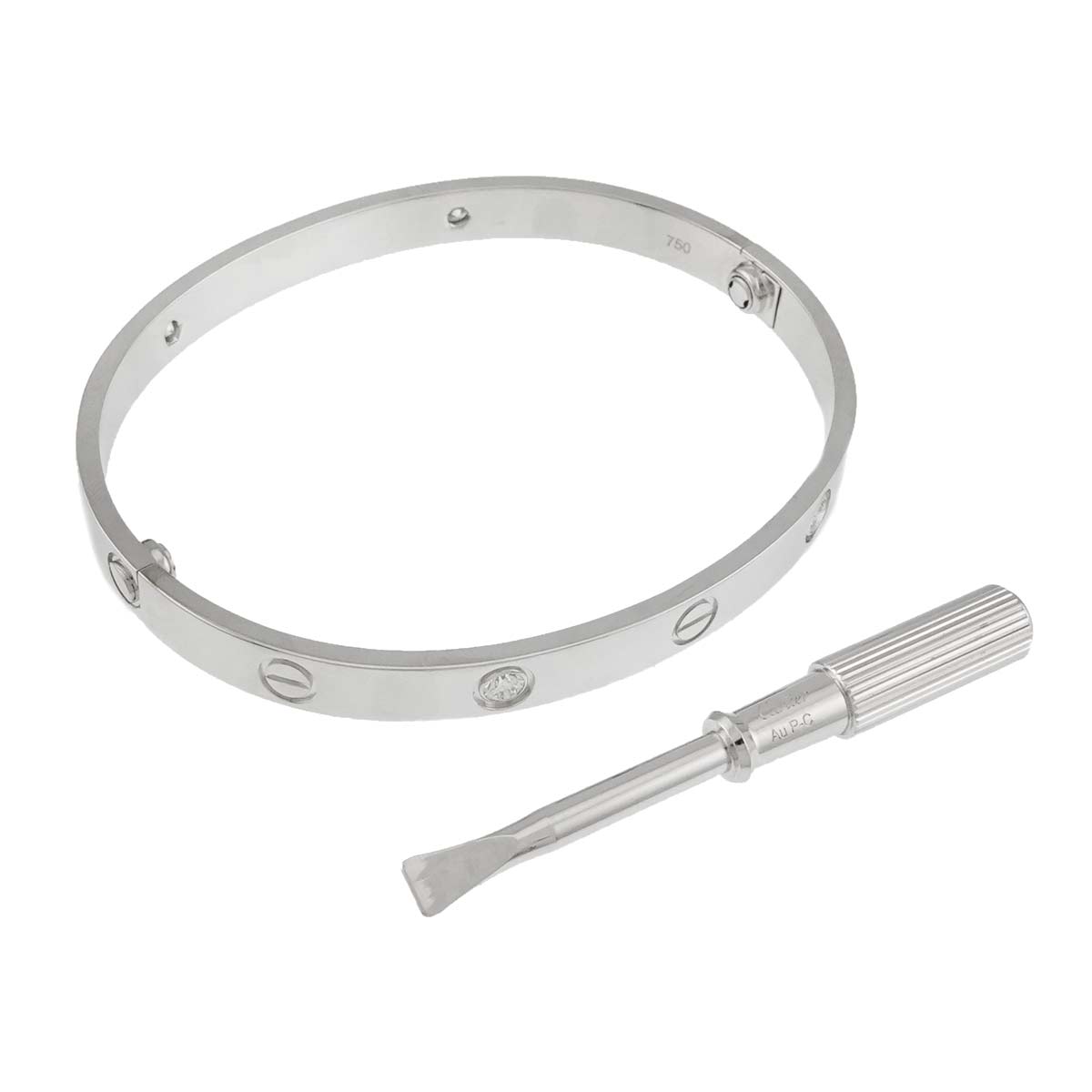 Love Bracelet Diamond 4P Bangle 18K WG 750 Size18