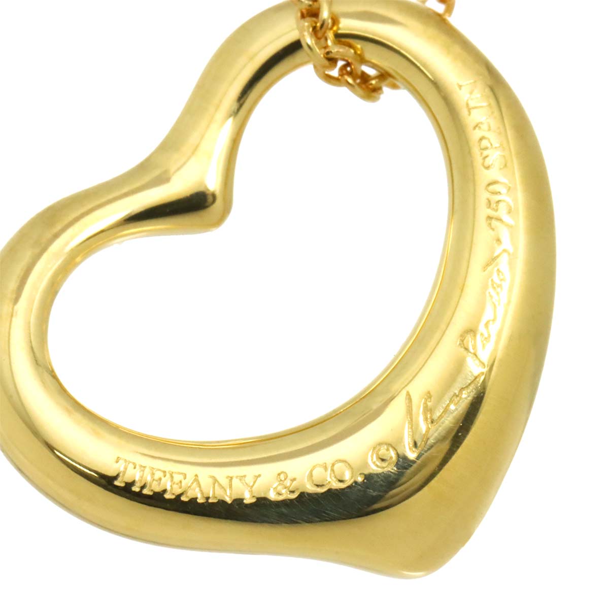 Open Heart Diamond Necklace 18K Yellow Gold 750