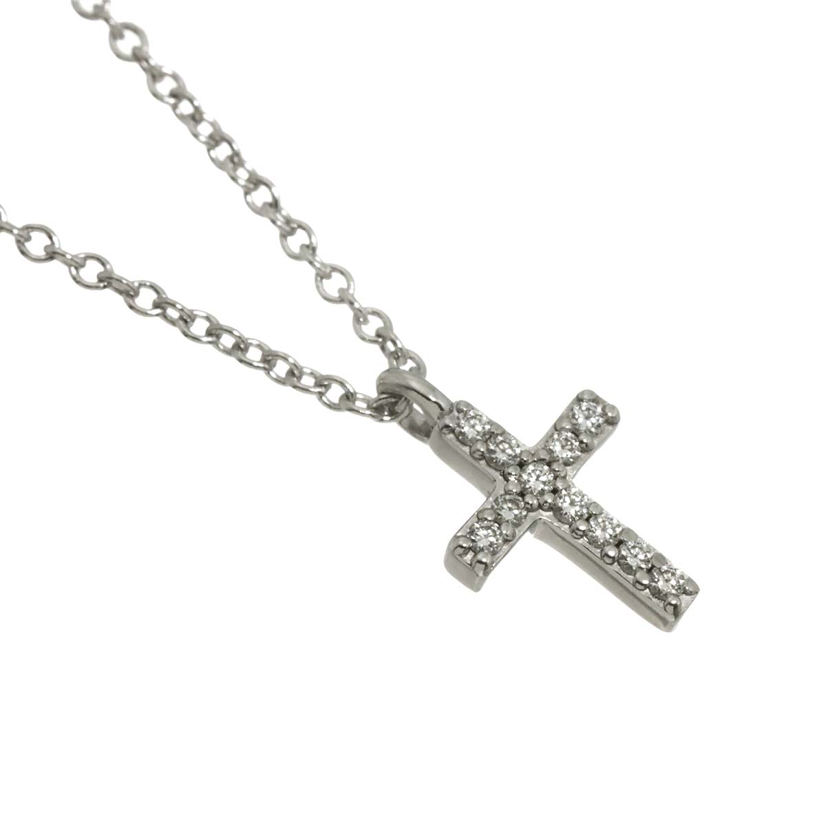 Cross Diamond Necklace 18K White Gold 750