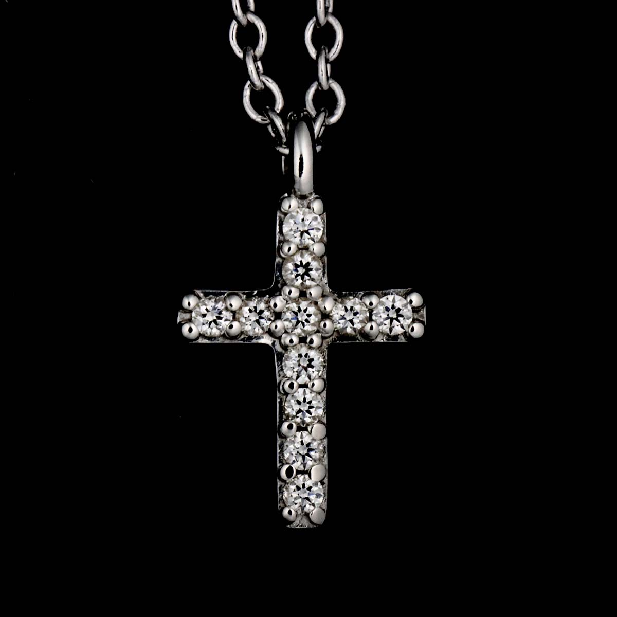 Cross Diamond Necklace 18K White Gold 750
