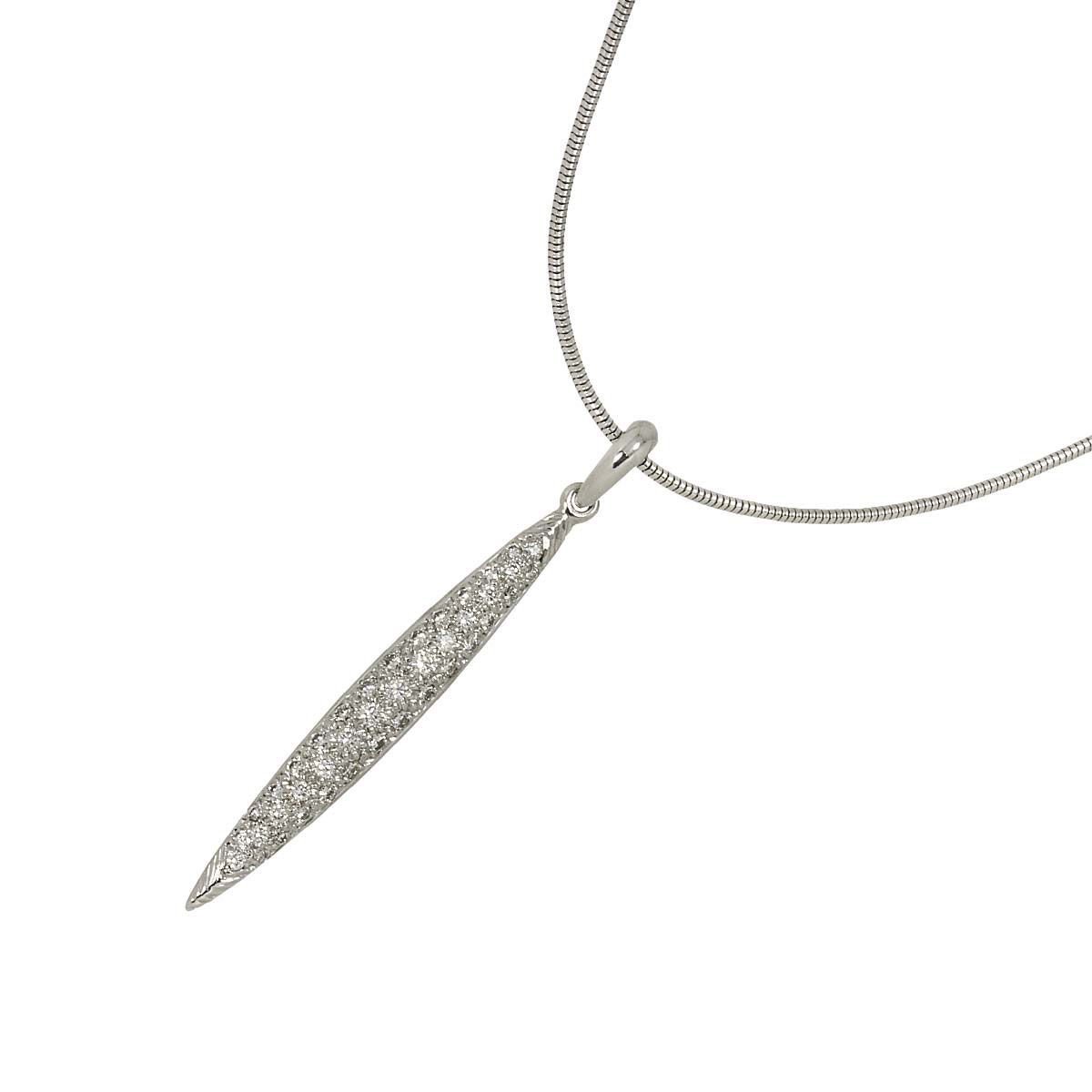 Feather Diamond Necklace 18K WG White Gold 750