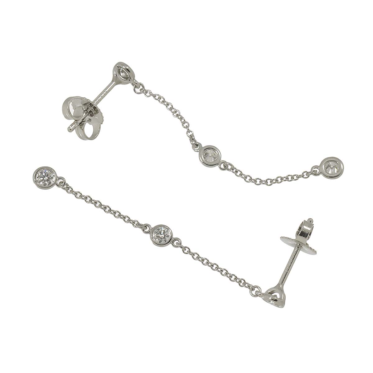 By The Yard Diamond Earrings Pierced Pt