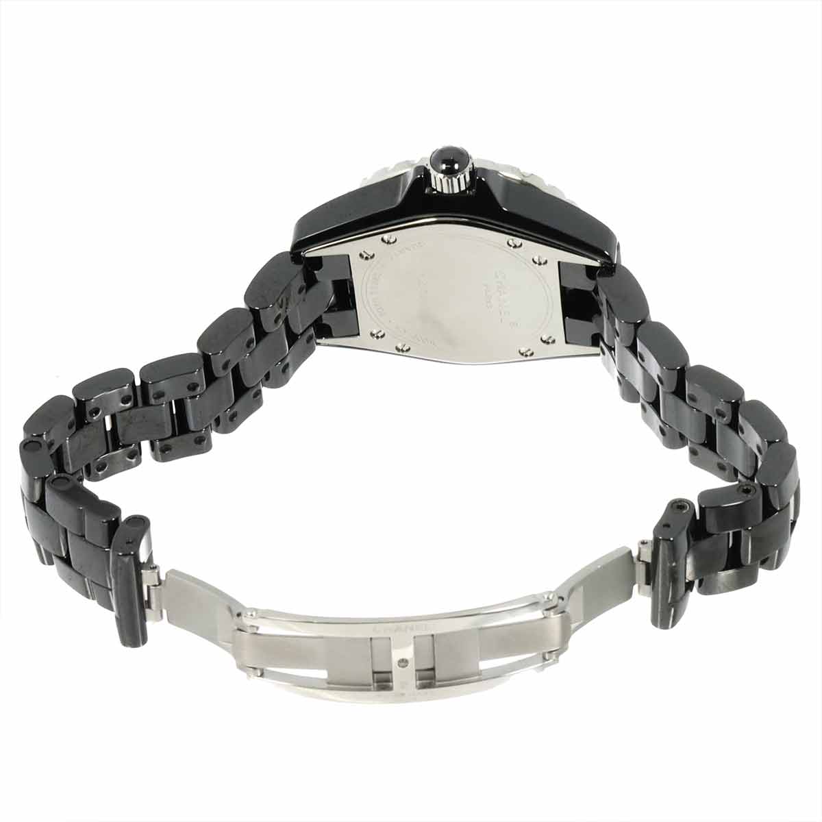 J12 H1708 Diamond Bezel Black Ceramic Quartz 33mm Ladies