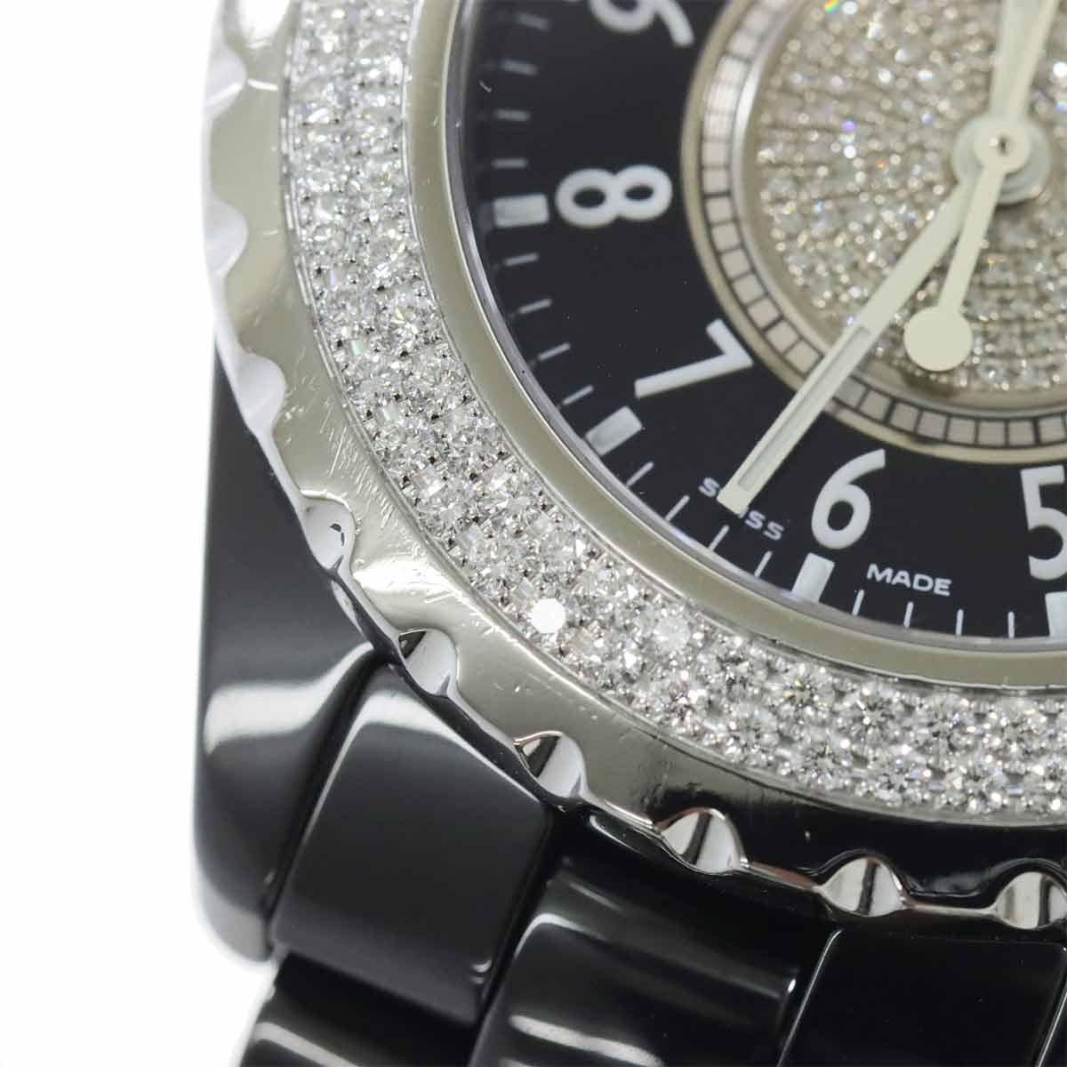 J12 H1708 Diamond Bezel Black Ceramic Quartz 33mm Ladies