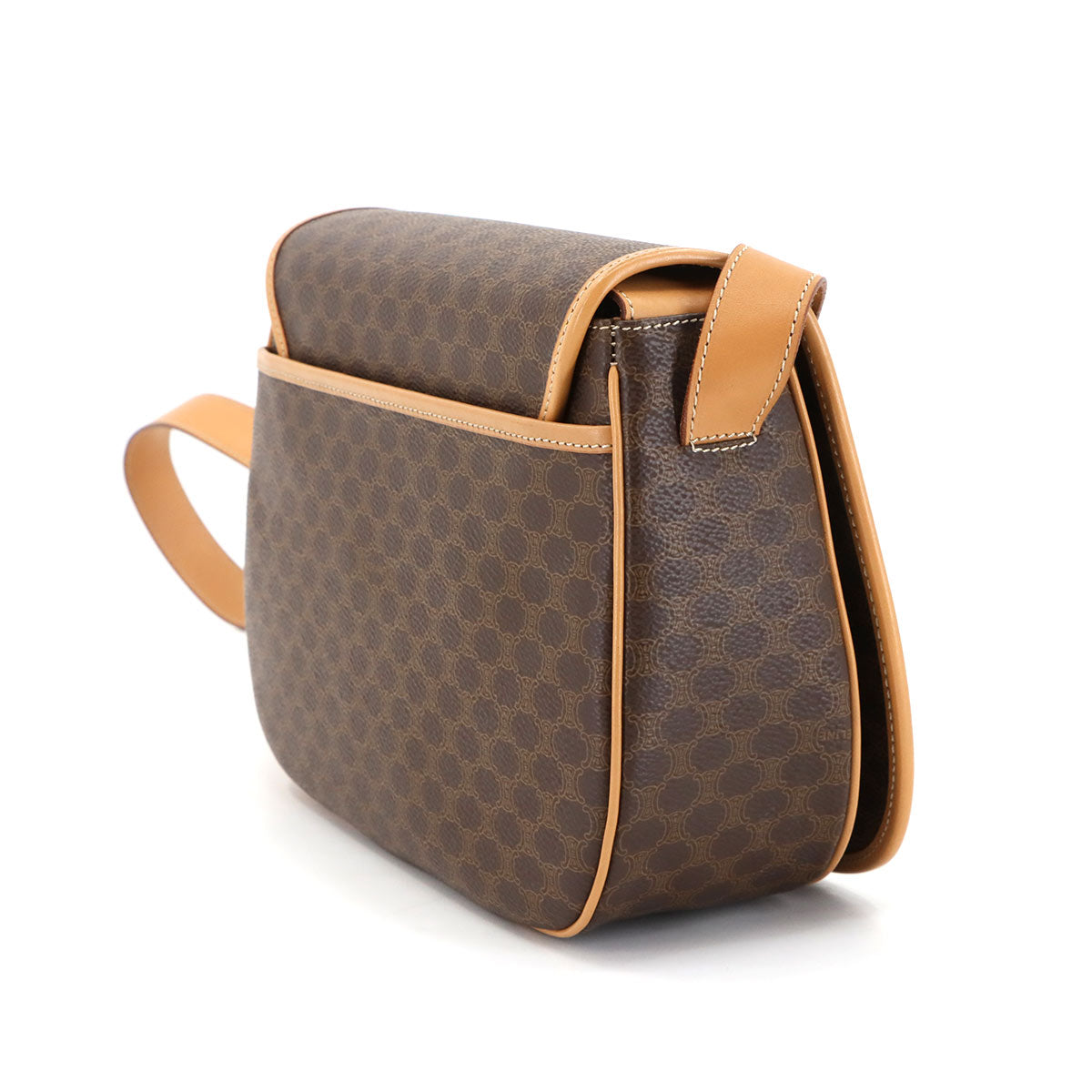 Macadam Shoulder Bag Leather PVC Brown Vintage Purse