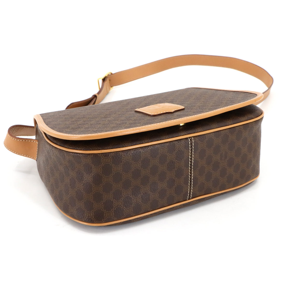 Macadam Shoulder Bag Leather PVC Brown Vintage Purse