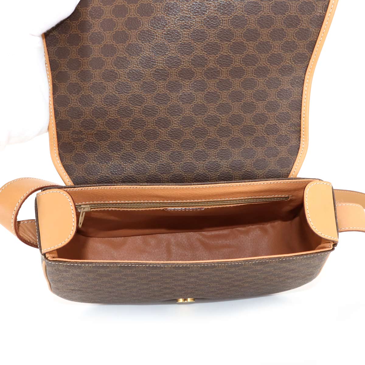 Macadam Shoulder Bag Leather PVC Brown Vintage Purse