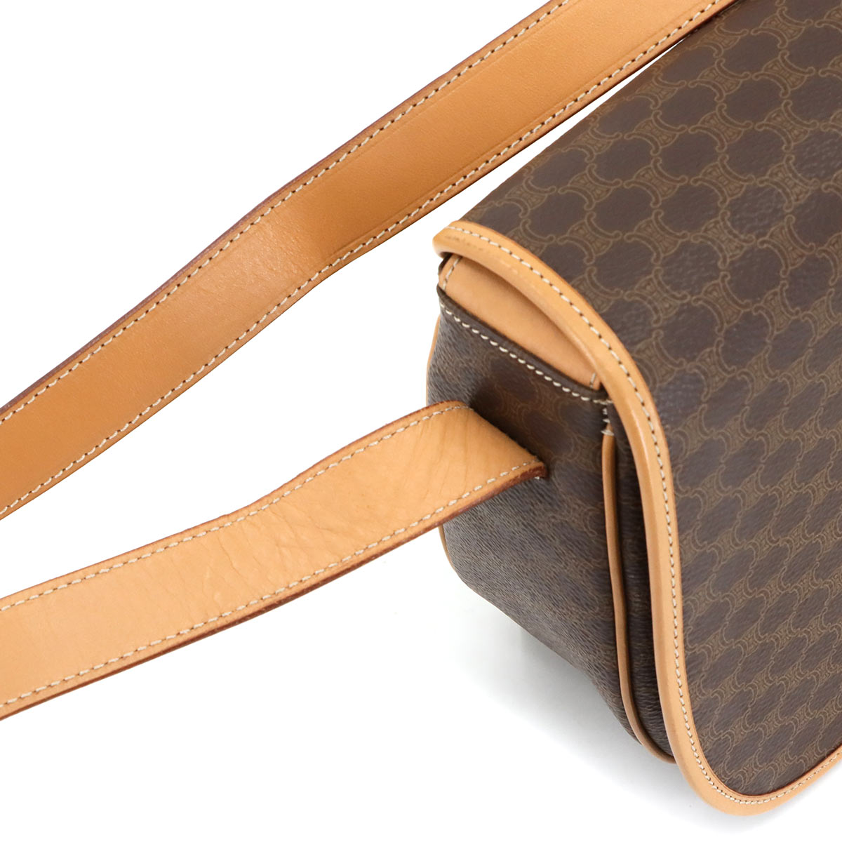 Macadam Shoulder Bag Leather PVC Brown Vintage Purse