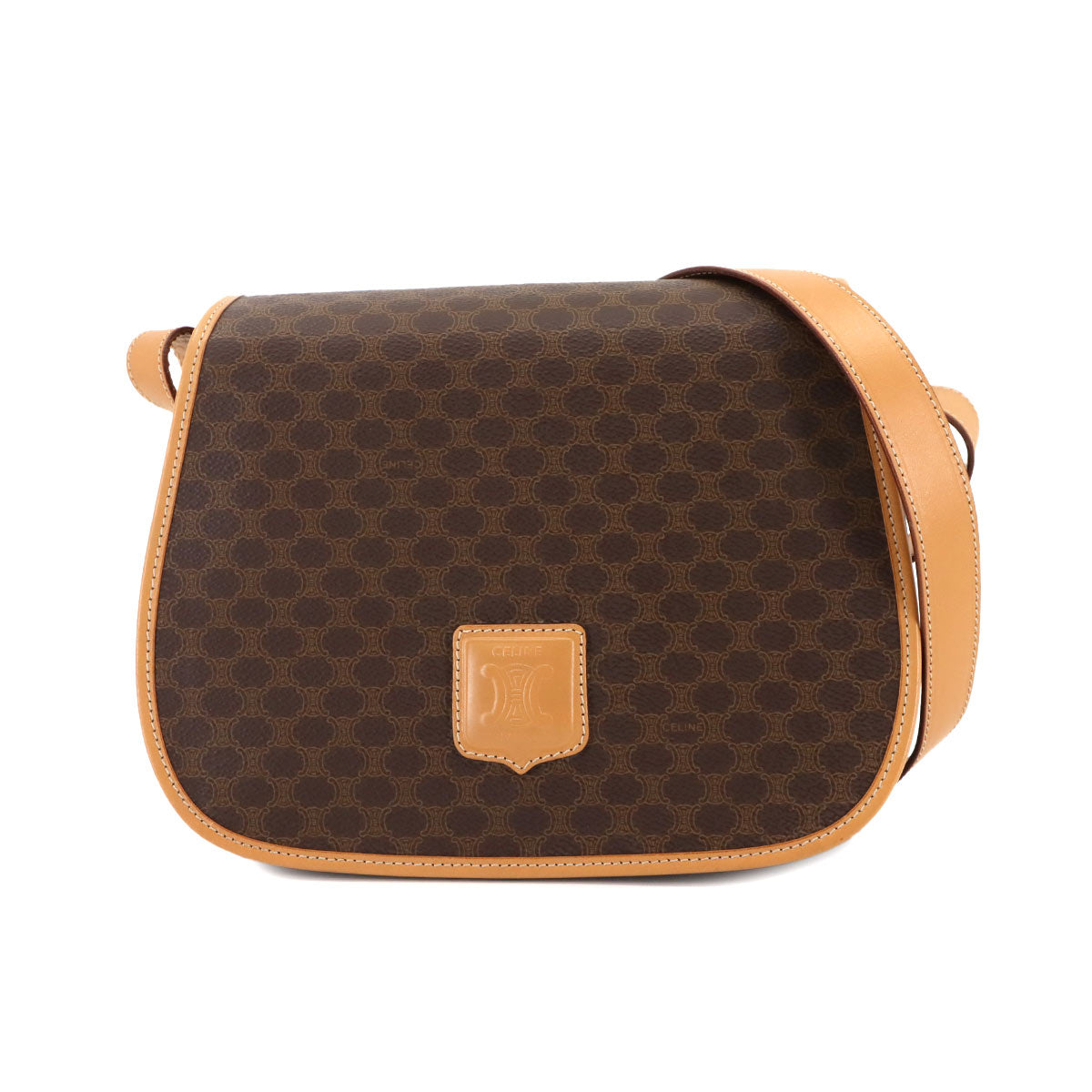 Macadam Shoulder Bag Leather PVC Brown Vintage Purse