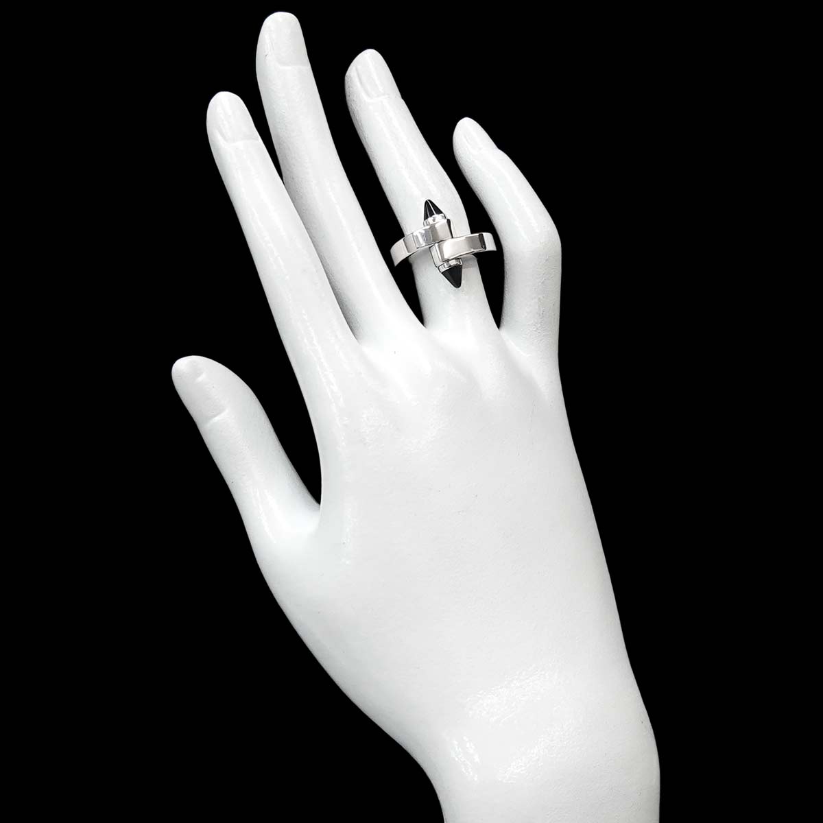 Menotte Onyx Ring 18K White Gold 750 size50 5.25(US)