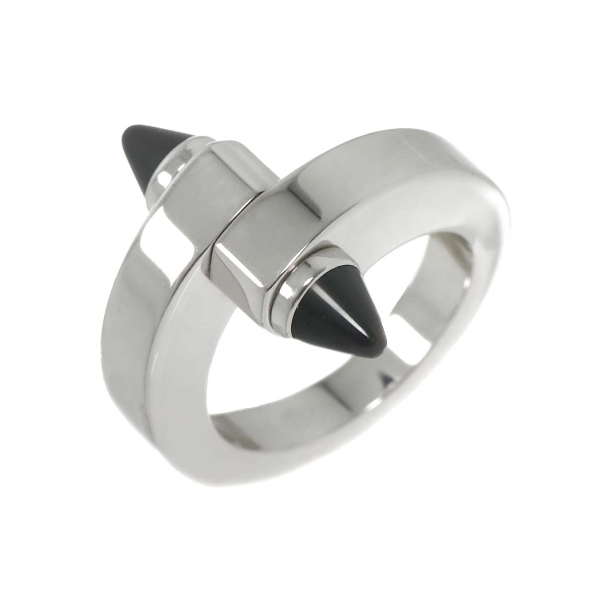 Menotte Onyx Ring 18K White Gold 750 size50 5.25(US)