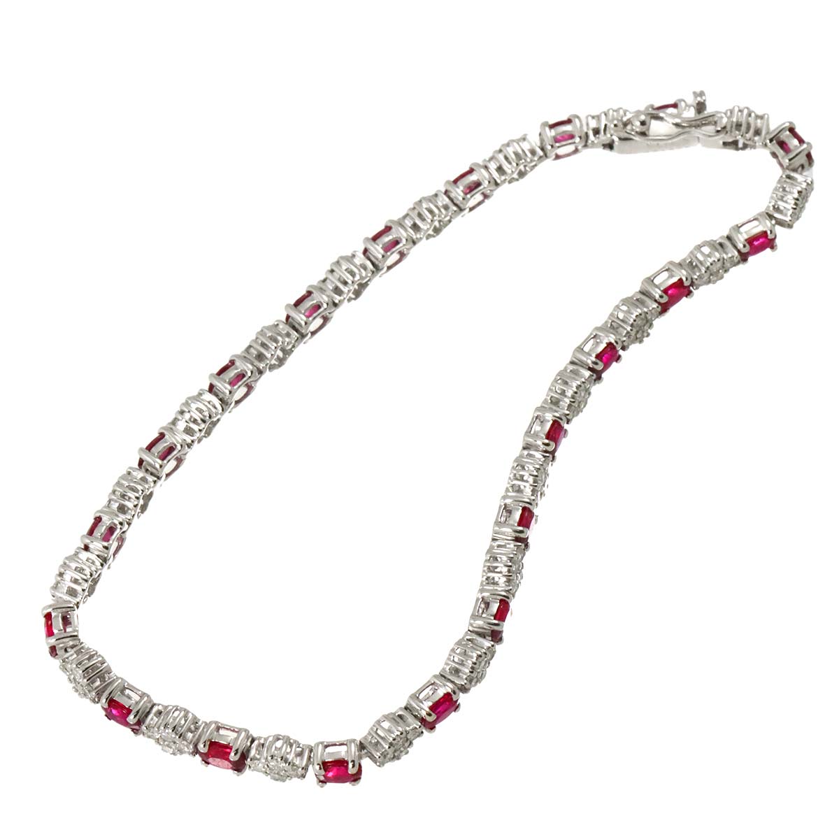 Ruby 4.10ct Diamond 1.25ct Bracelet 18K K18 WG White Gold 750