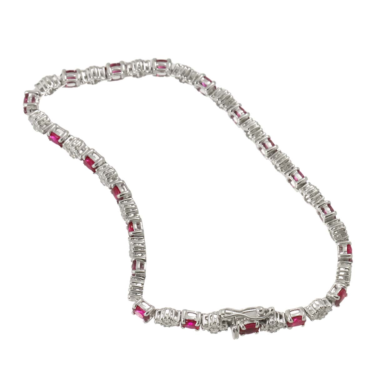 Ruby 4.10ct Diamond 1.25ct Bracelet 18K K18 WG White Gold 750