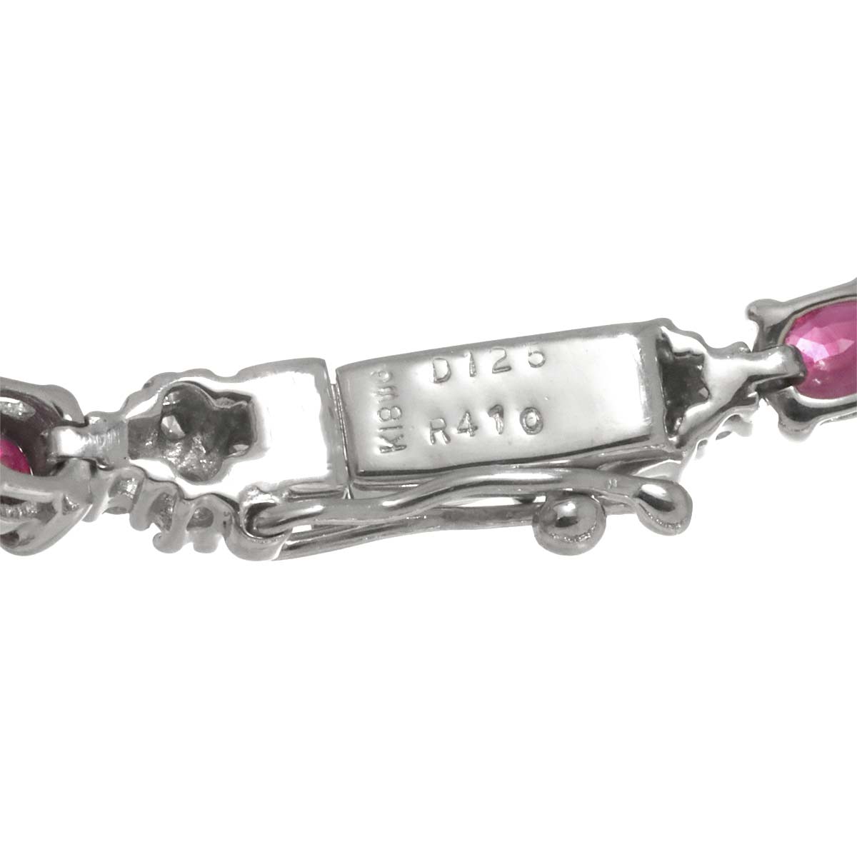 Ruby 4.10ct Diamond 1.25ct Bracelet 18K K18 WG White Gold 750