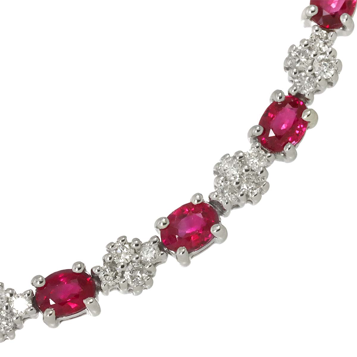 Ruby 4.10ct Diamond 1.25ct Bracelet 18K K18 WG White Gold 750