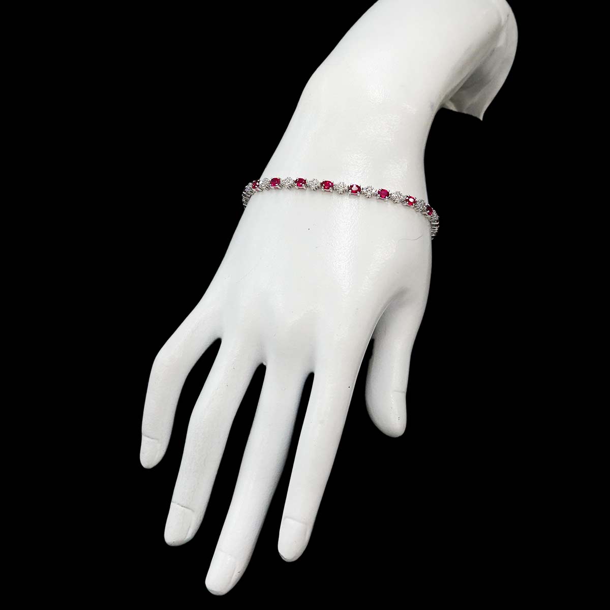 Ruby 4.10ct Diamond 1.25ct Bracelet 18K K18 WG White Gold 750