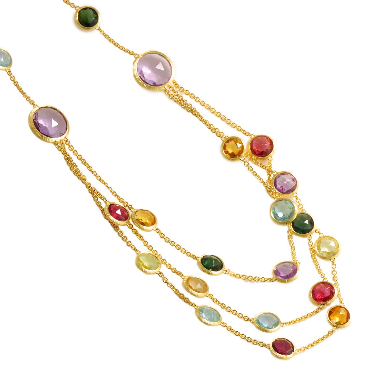 Multi Stone Necklace 18K Yellow Gold 750