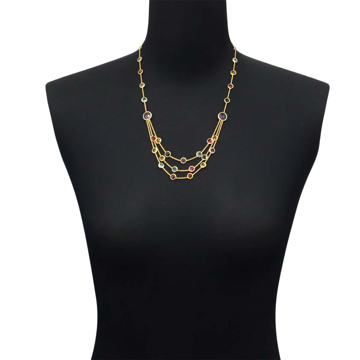 Multi Stone Necklace 18K Yellow Gold 750
