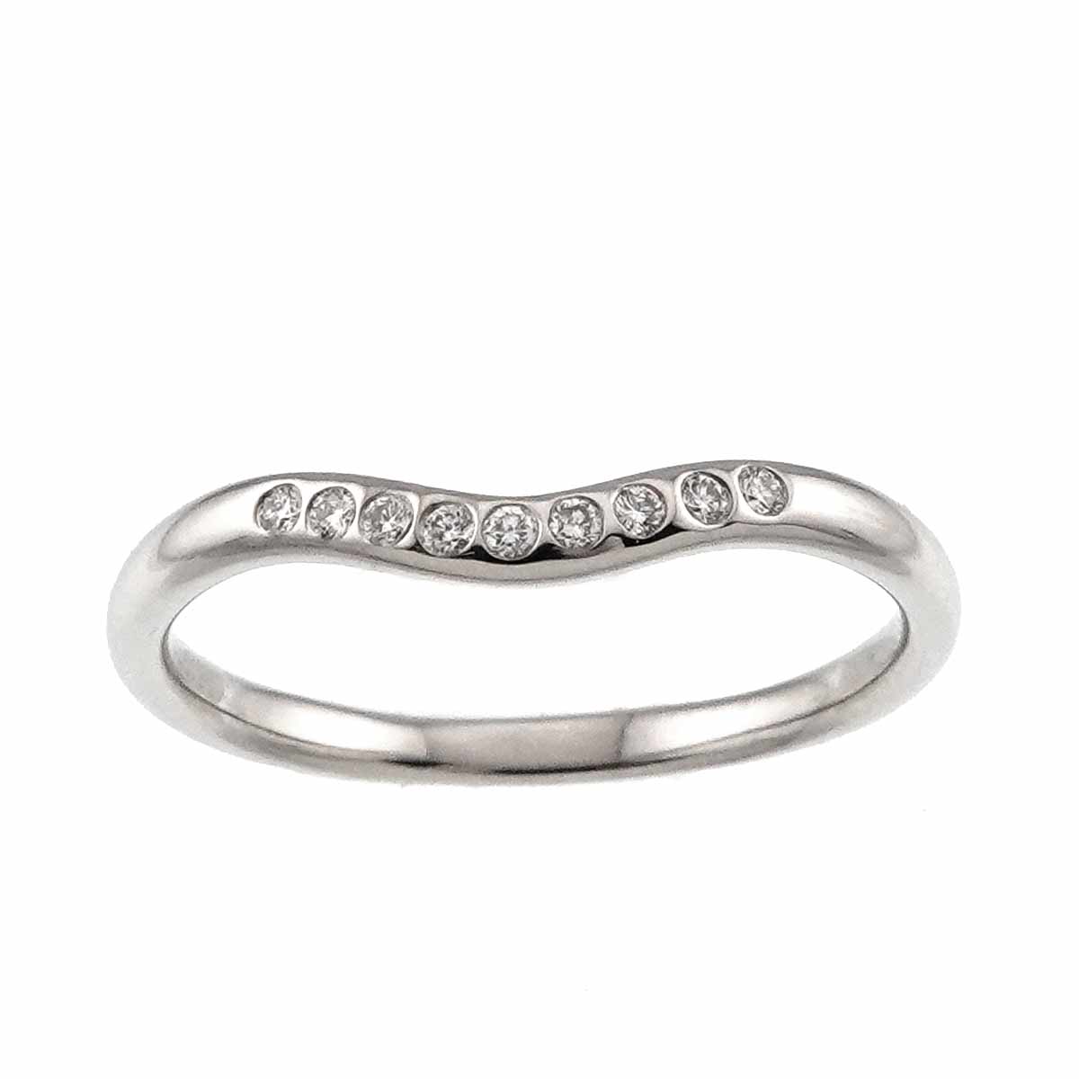 Curved Band Diamond Ring Platinum size7.25(US)