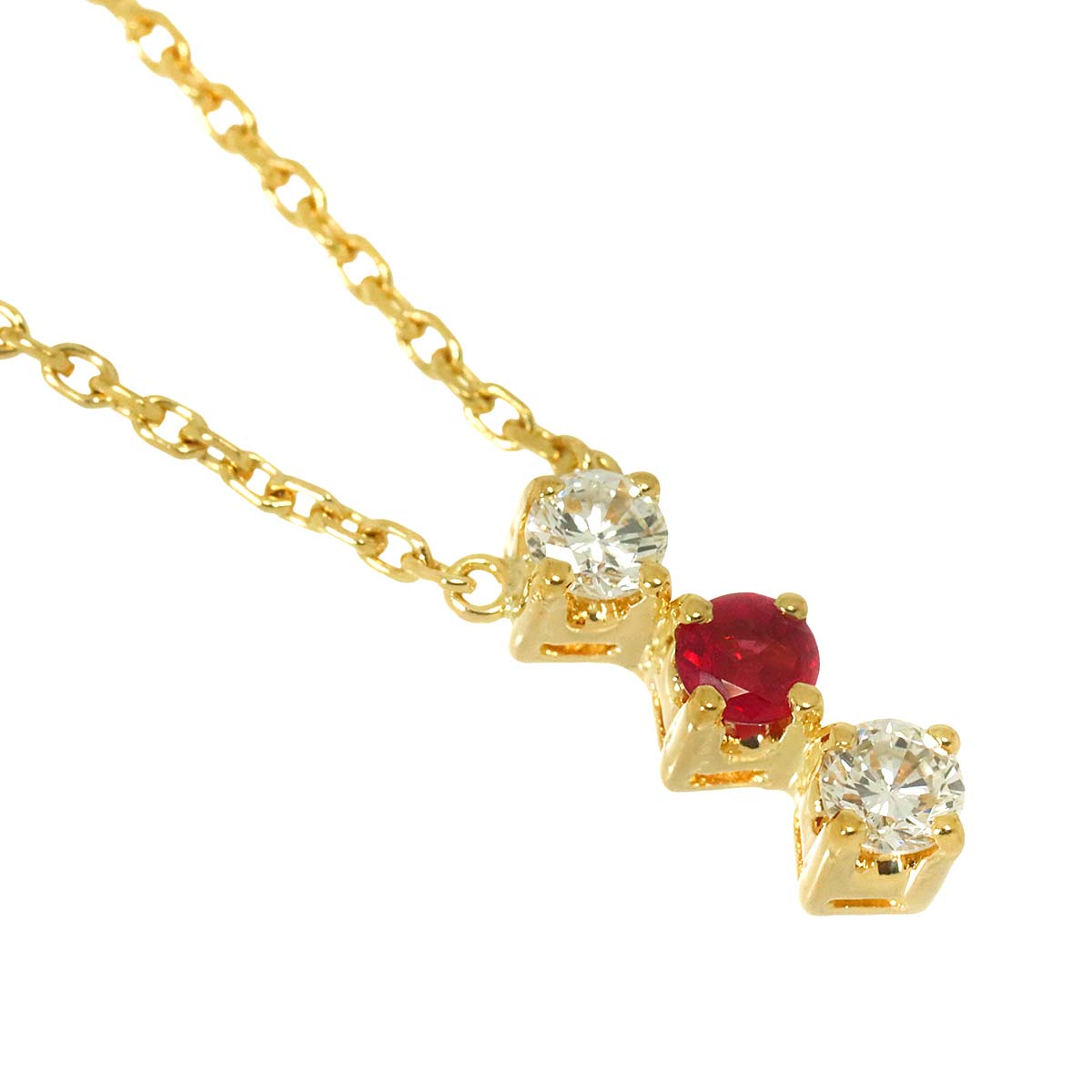 Ruby Diamond Necklace 18K YG 750