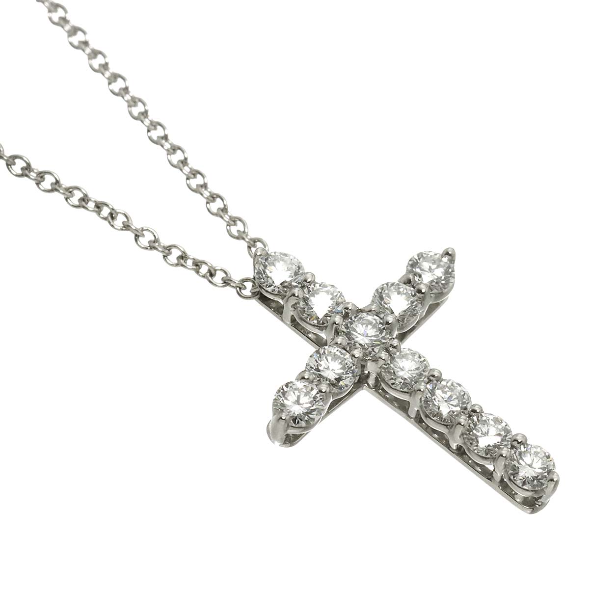 Small Cross Diamond Necklace Platinum