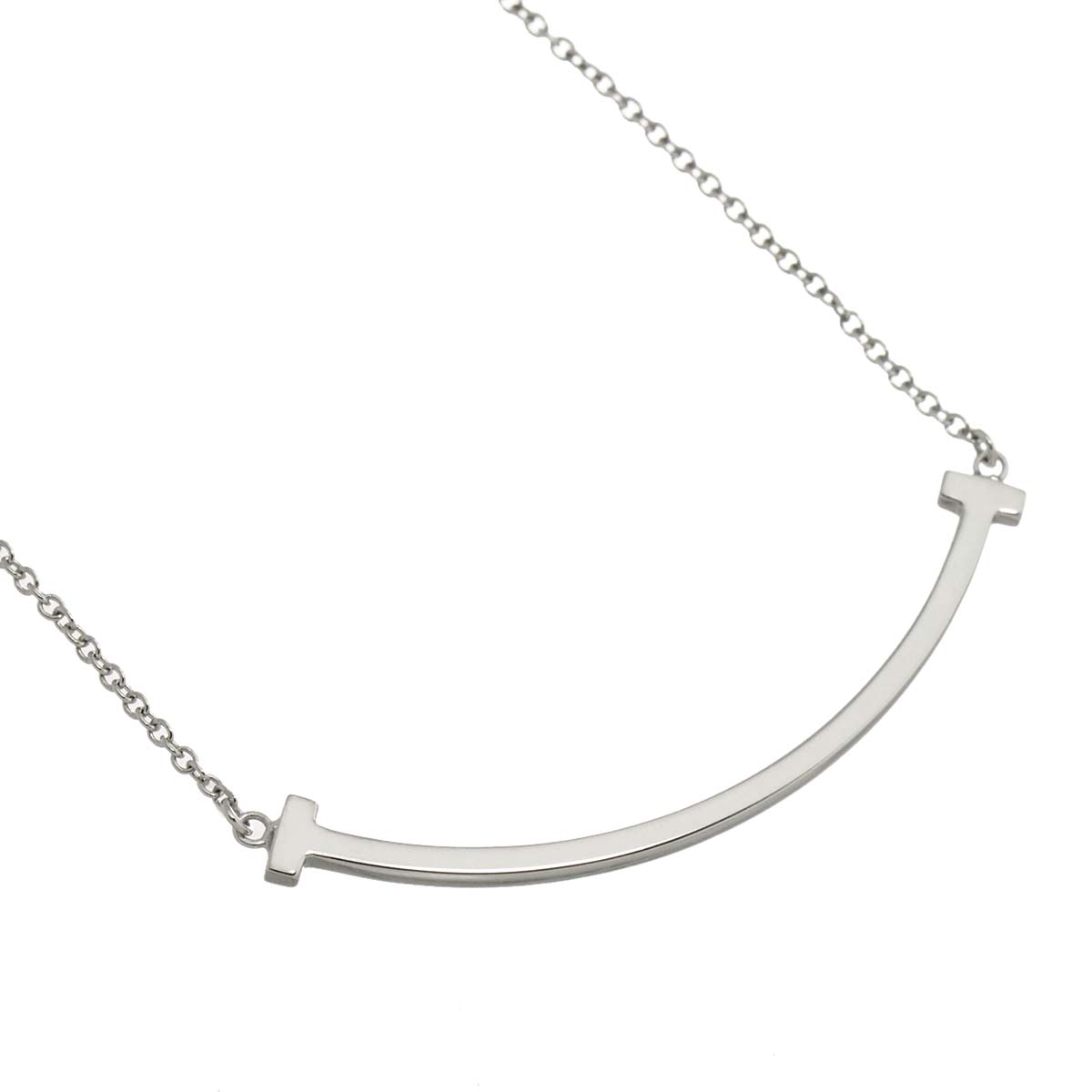 T Smile Necklace SM 18K White Gold 750
