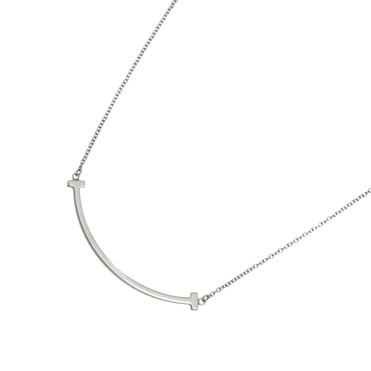 T Smile Necklace SM 18K White Gold 750