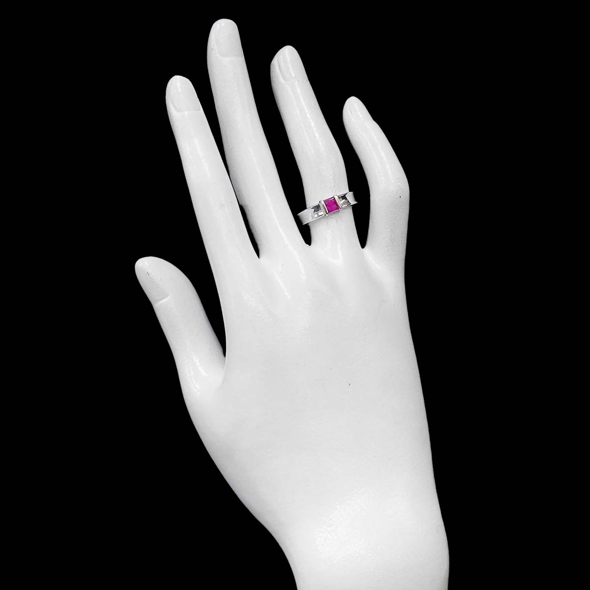 Stacking Ruby Ring 18K White Gold 750 Size5.75-6(US)