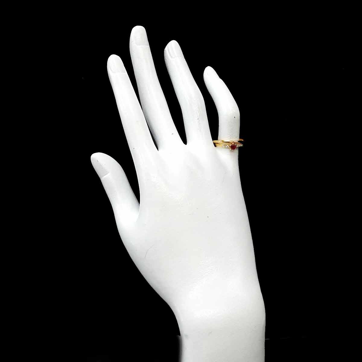 Ruby 0.17ct Diamond 0.04ct Ring 18K YG 750 size4(US)