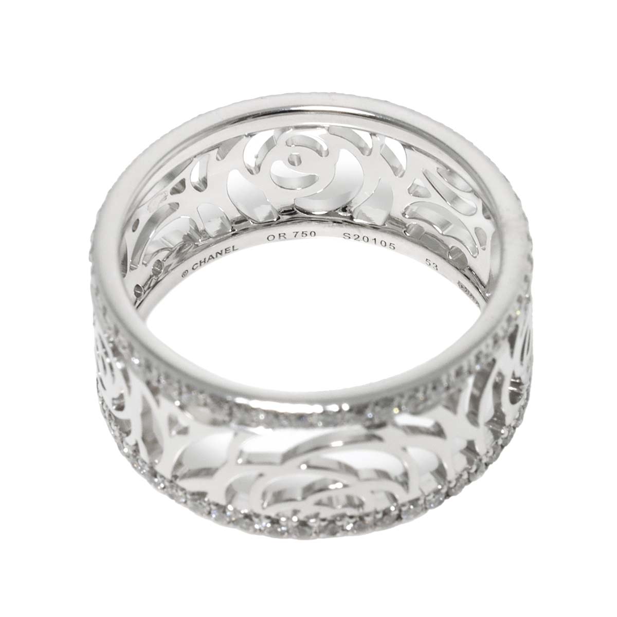 Camellia Diamond MM Ring 18K White Gold 750 size53 6.25-6.5(US)