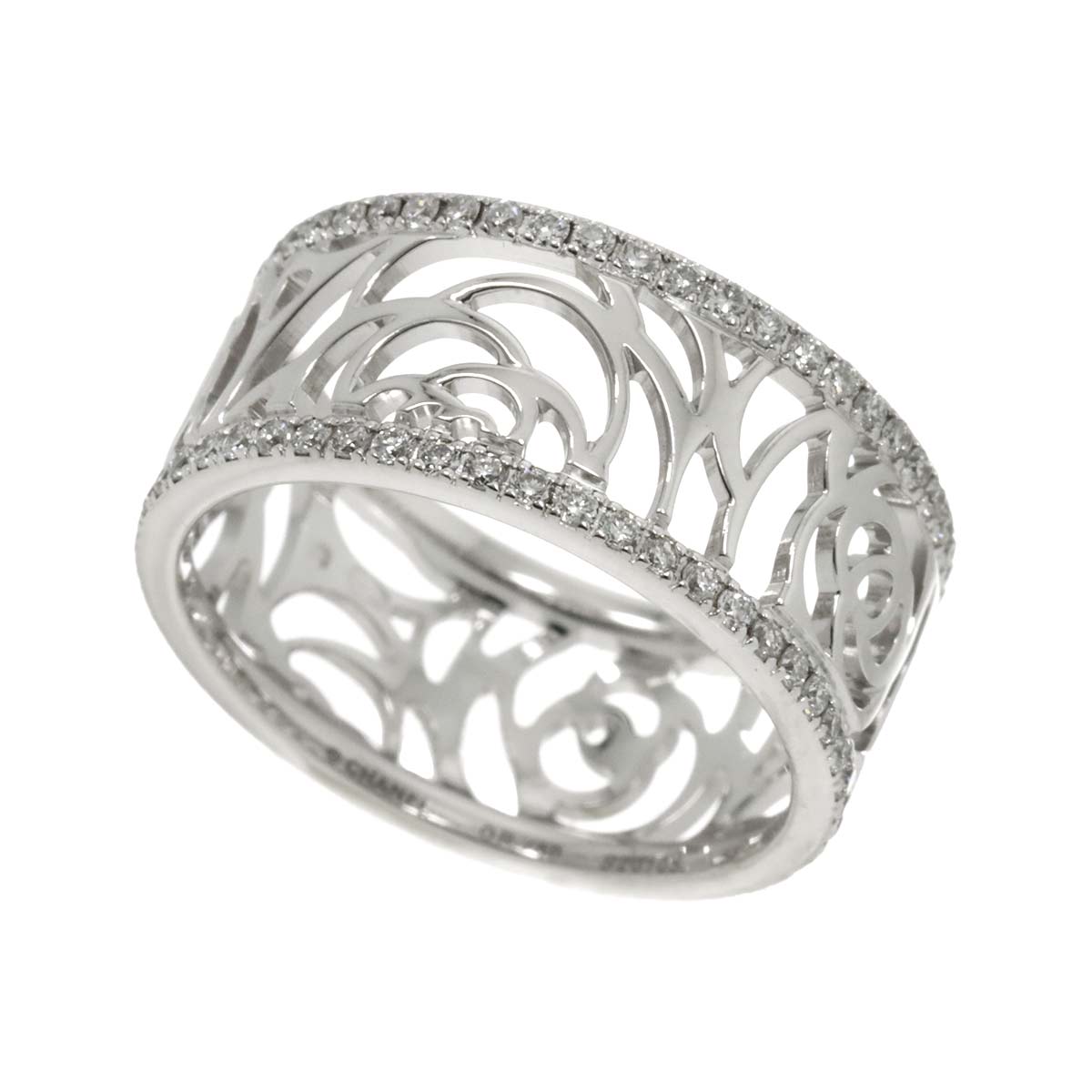 Camellia Diamond MM Ring 18K White Gold 750 size53 6.25-6.5(US)