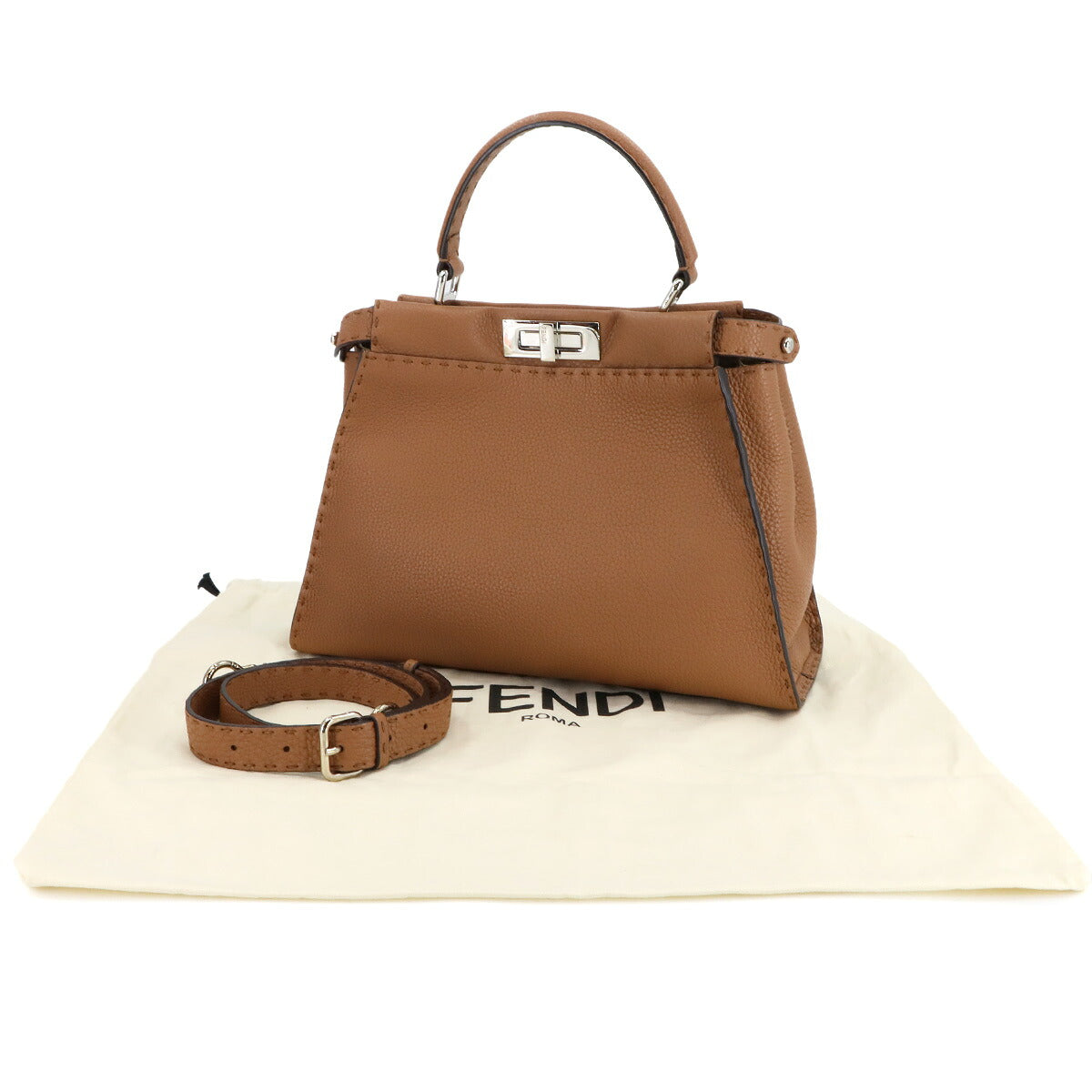 Selleria Peekaboo Regular 2way Hand Bag Leather Brown 8BN290