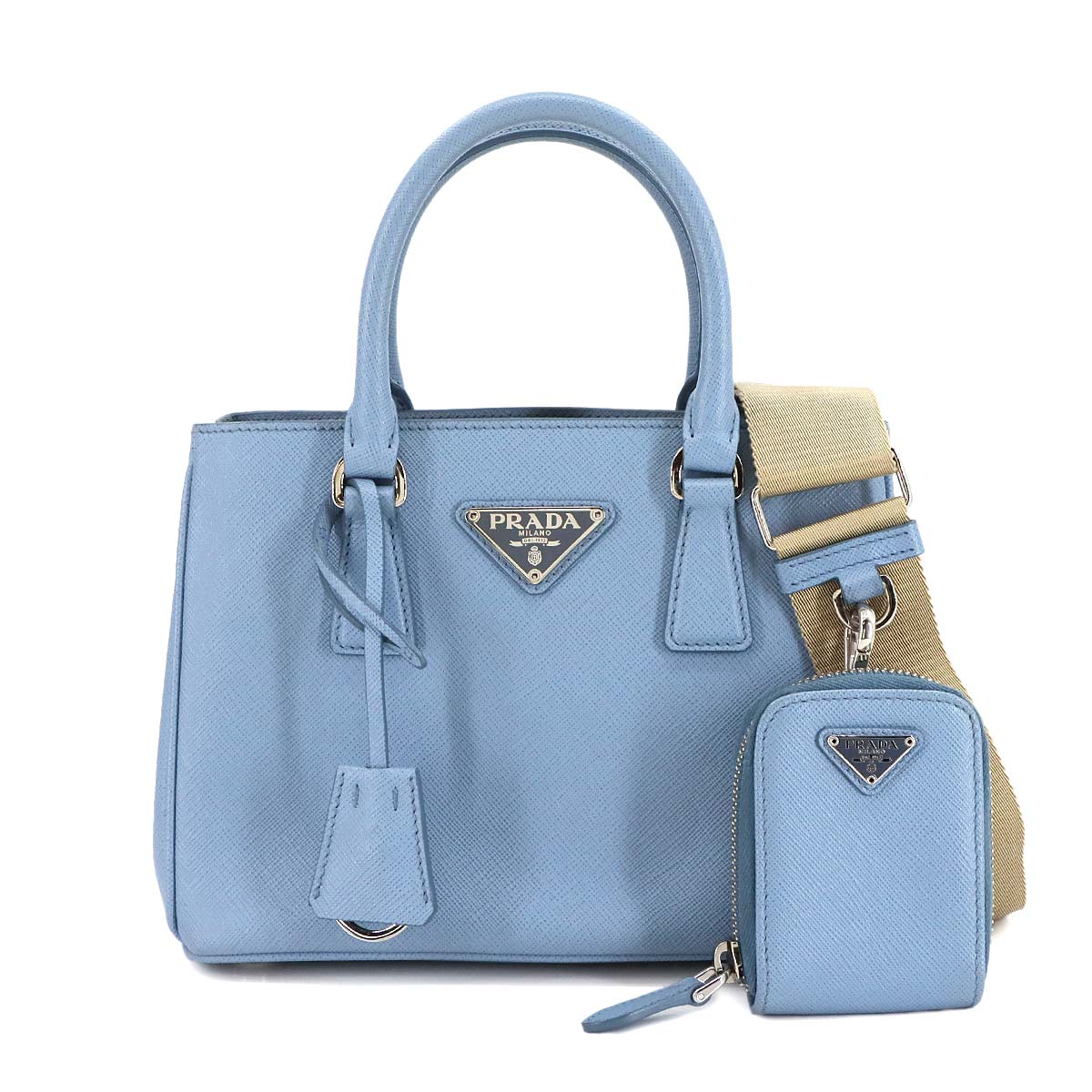 Galleria Mini Hand Shoulder Bag Saffiano Leather Blue 1BA296