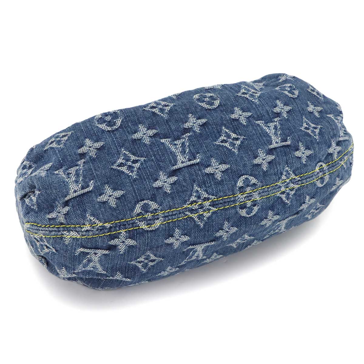 Monogram Denim Pleaty Hand Bag Canvas Blue M95020