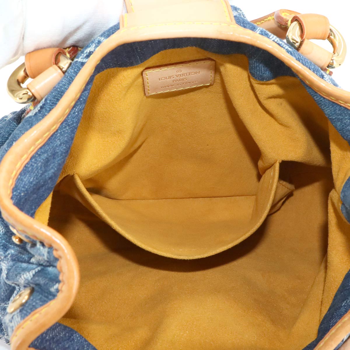 Monogram Denim Pleaty Hand Bag Canvas Blue M95020