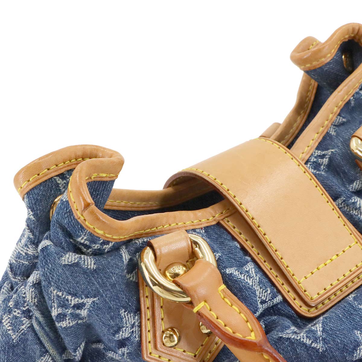 Monogram Denim Pleaty Hand Bag Canvas Blue M95020