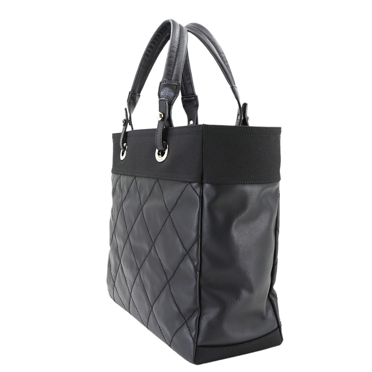 Paris Biarritz MM Tote Bag PVC Nylon Leather Black A34209