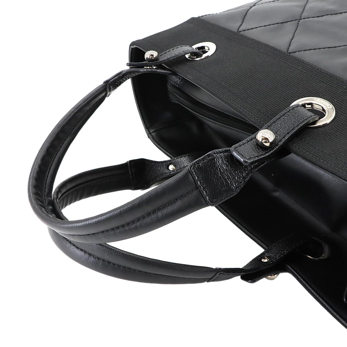 Paris Biarritz MM Tote Bag PVC Nylon Leather Black A34209