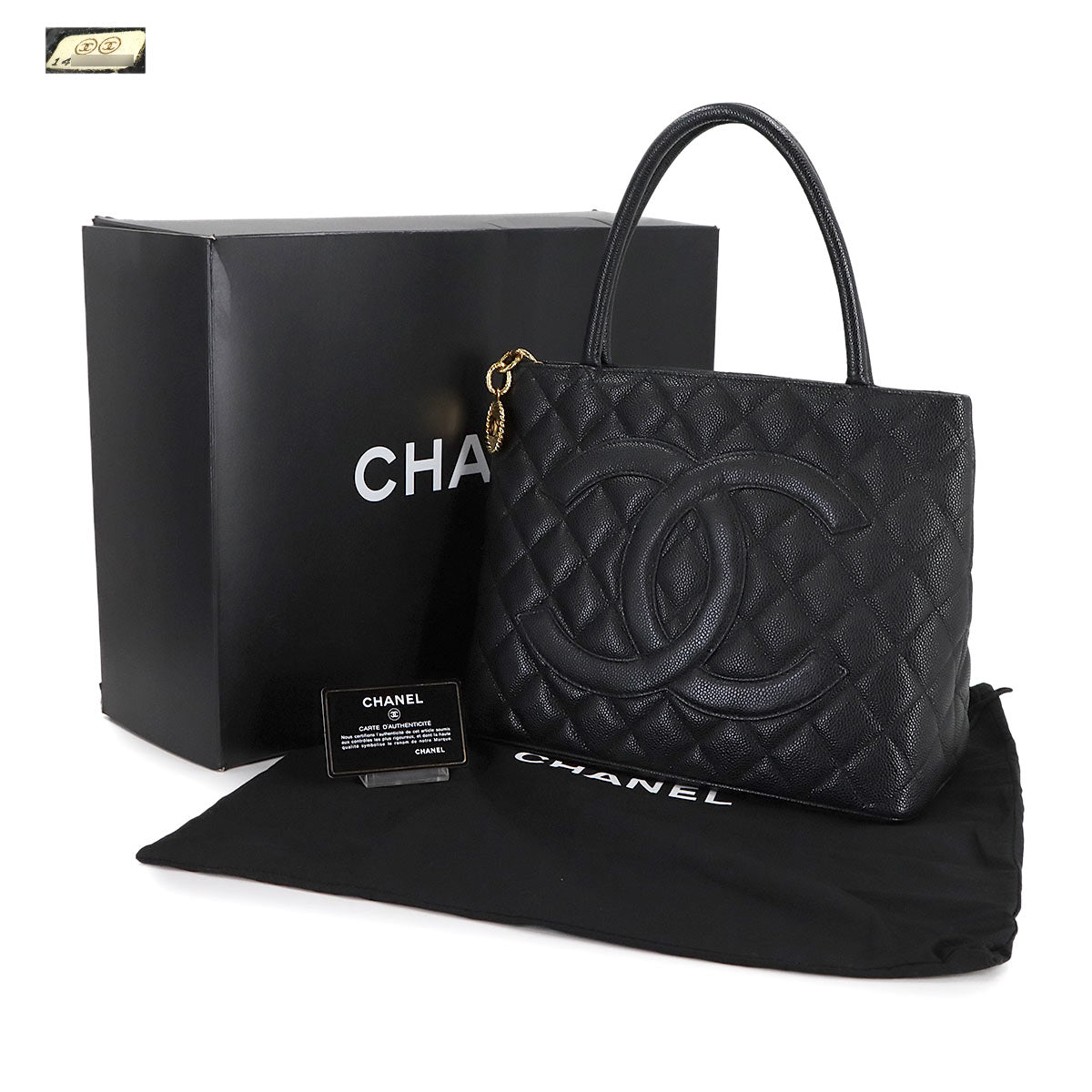 Medallion Tote Bag Leather Black A01804 Coco Logos