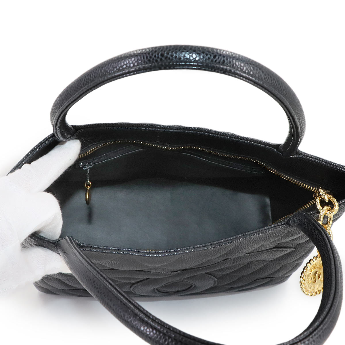 Medallion Tote Bag Leather Black A01804 Coco Logos