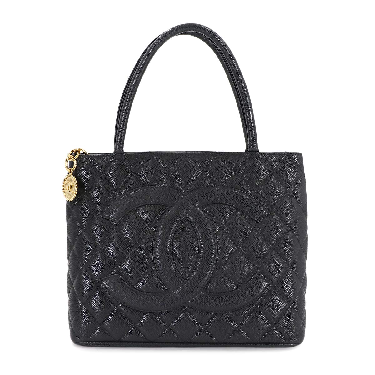 Medallion Tote Bag Leather Black A01804 Coco Logos