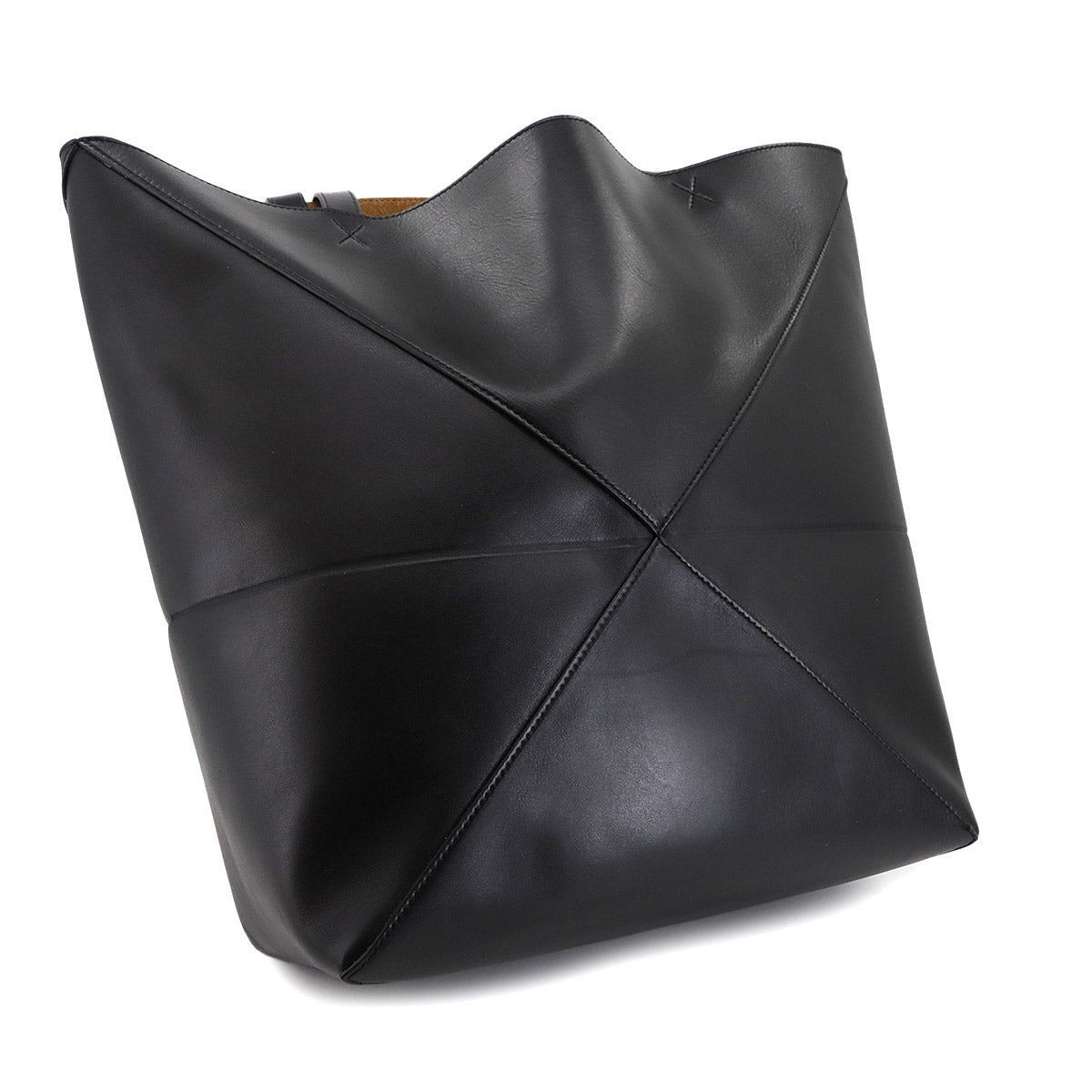 XL Puzzle Fold tote Bag Leather Black B933Q18X01 Purse