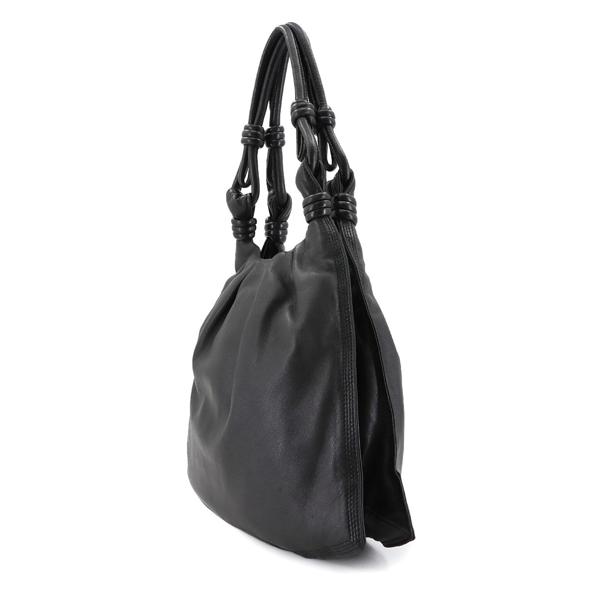Anagram Hand Bag Leather Black Purse