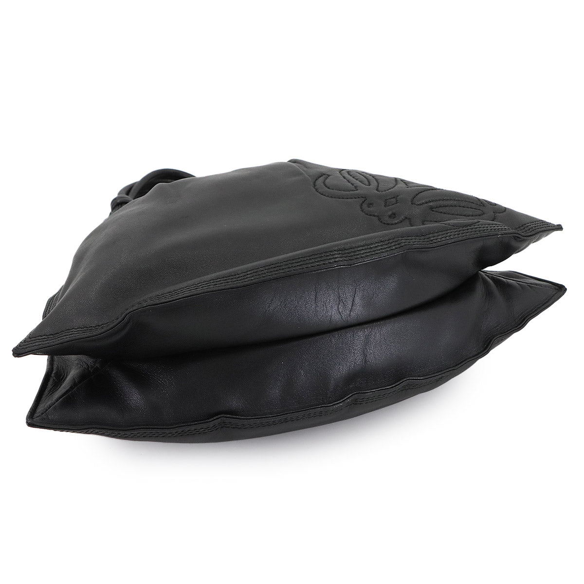 Anagram Hand Bag Leather Black Purse