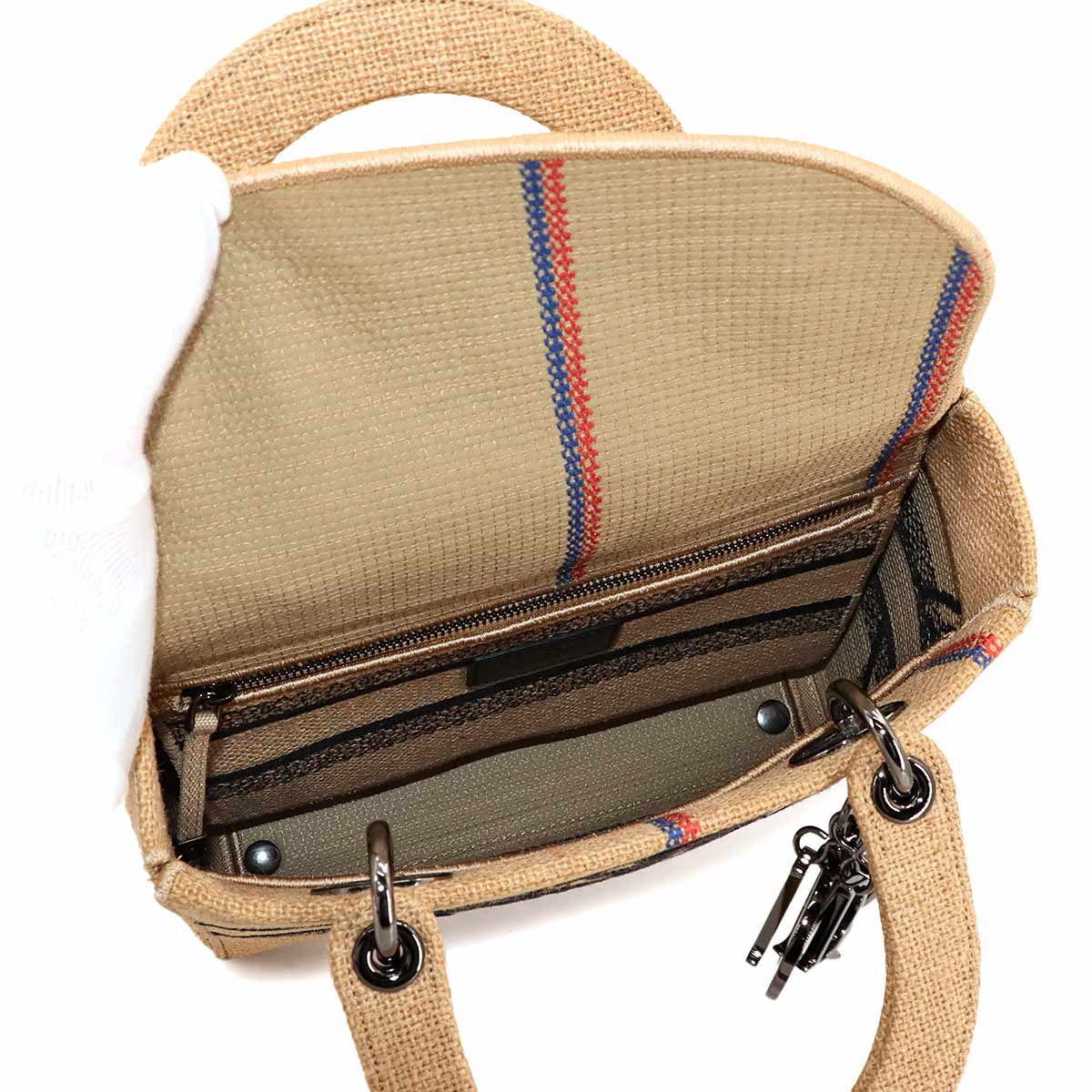 Lady D-Lite Medium Hand Shoulder Bag Jute Beige