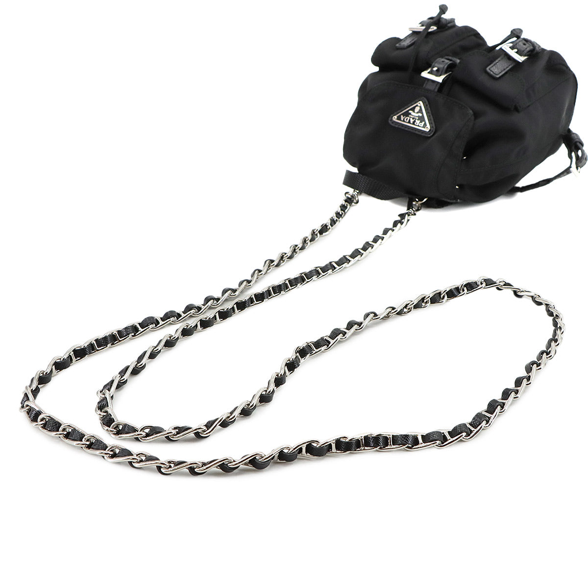 Mini Chain Shoulder Bag Nylon Leather Black BZ0029 Backpack