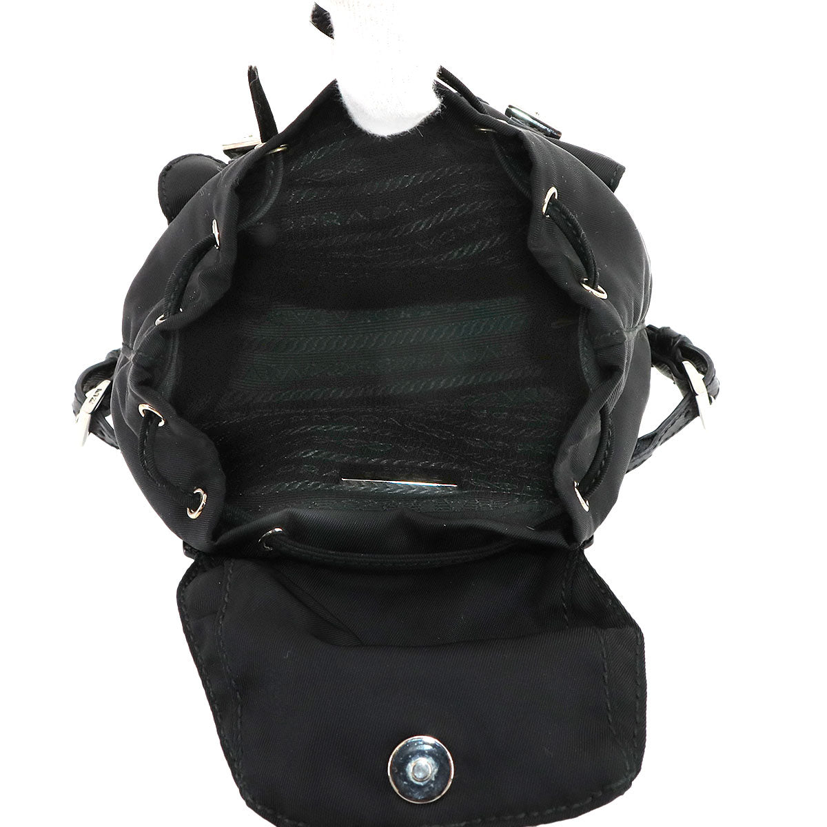 Mini Chain Shoulder Bag Nylon Leather Black BZ0029 Backpack